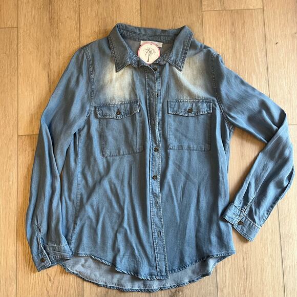 Lane Tree Women’s Denim Kara Button Down Sz Lg - Picture 1 of 9